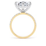 Goldsmiths 18ct Yellow Gold and Platinum Compass Set 5.25cttw Oval Lab Grown Diamond Set Shoulder Solitaire Engagement Ring - Ring Size U