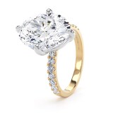 Goldsmiths 18ct Yellow Gold and Platinum Compass Set 5.25cttw Oval Lab Grown Diamond Set Shoulder Solitaire Engagement Ring - Ring Size U