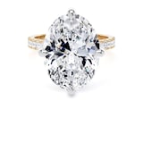 Goldsmiths 18ct Yellow Gold and Platinum Compass Set 7.25cttw Oval Lab Grown Diamond Set Shoulder Solitaire Engagement Ring - Ring Size M.5