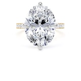 Goldsmiths 18ct Yellow Gold and Platinum Compass Set 7.25cttw Oval Lab Grown Diamond Set Shoulder Solitaire Engagement Ring - Ring Size M.5
