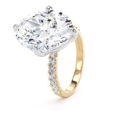 Goldsmiths 18ct Yellow Gold and Platinum Compass Set 7.25cttw Oval Lab Grown Diamond Set Shoulder Solitaire Engagement Ring - Ring Size M.5