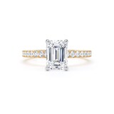Goldsmiths 18ct Yellow Gold and Platinum 1.70cttw Emerald Cut Lab Grown Diamond Set Shoulder Solitaire Engagement Ring - Ring Size Q