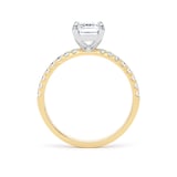 Goldsmiths 18ct Yellow Gold and Platinum 1.70cttw Emerald Cut Lab Grown Diamond Set Shoulder Solitaire Engagement Ring - Ring Size Q