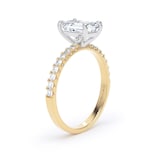 Goldsmiths 18ct Yellow Gold and Platinum 1.70cttw Emerald Cut Lab Grown Diamond Set Shoulder Solitaire Engagement Ring - Ring Size Q