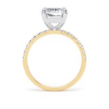 Goldsmiths 18ct Yellow Gold and Platinum 3.25cttw Emerald Cut Lab Grown Diamond Set Shoulder Solitaire Engagement Ring - Ring Size I.5
