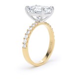 Goldsmiths 18ct Yellow Gold and Platinum 3.25cttw Emerald Cut Lab Grown Diamond Set Shoulder Solitaire Engagement Ring - Ring Size I.5