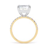 Goldsmiths 18ct Yellow Gold and Platinum 5.25cttw Emerald Cut Lab Grown Diamond Set Shoulder Solitaire Engagement Ring - Ring Size K.5