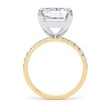 Goldsmiths 18ct Yellow Gold and Platinum 7.25cttw Emerald Cut Lab Grown Diamond Set Shoulder Solitaire Engagement Ring - Ring Size K.5