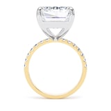 Goldsmiths 18ct Yellow Gold and Platinum 10.25cttw Emerald Cut Lab Grown Diamond Set Shoulder Solitaire Engagement Ring - Ring Size O.5