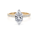 Goldsmiths 18ct Yellow Gold and Platinum 1.70cttw Marquise Cut Lab Grown Diamond Set Shoulder Solitaire Engagement Ring - Ring Size I