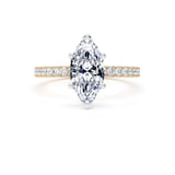 Goldsmiths 18ct Yellow Gold and Platinum 1.70cttw Marquise Cut Lab Grown Diamond Set Shoulder Solitaire Engagement Ring - Ring Size I