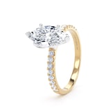 Goldsmiths 18ct Yellow Gold and Platinum 1.70cttw Marquise Cut Lab Grown Diamond Set Shoulder Solitaire Engagement Ring - Ring Size I