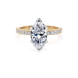 Goldsmiths 18ct Yellow Gold and Platinum 2.20cttw Marquise Cut Lab Grown Diamond Set Shoulder Solitaire Engagement Ring - Ring Size P.5
