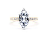 Goldsmiths 18ct Yellow Gold and Platinum 2.20cttw Marquise Cut Lab Grown Diamond Set Shoulder Solitaire Engagement Ring - Ring Size P.5