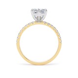 Goldsmiths 18ct Yellow Gold and Platinum 2.20cttw Marquise Cut Lab Grown Diamond Set Shoulder Solitaire Engagement Ring - Ring Size P.5