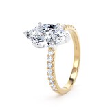 Goldsmiths 18ct Yellow Gold and Platinum 2.20cttw Marquise Cut Lab Grown Diamond Set Shoulder Solitaire Engagement Ring - Ring Size P.5
