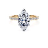 Goldsmiths 18ct Yellow Gold and Platinum 2.70cttw Marquise Cut Lab Grown Diamond Set Shoulder Solitaire Engagement Ring - Ring Size W