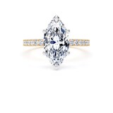 Goldsmiths 18ct Yellow Gold and Platinum 2.70cttw Marquise Cut Lab Grown Diamond Set Shoulder Solitaire Engagement Ring - Ring Size W