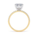Goldsmiths 18ct Yellow Gold and Platinum 2.70cttw Marquise Cut Lab Grown Diamond Set Shoulder Solitaire Engagement Ring - Ring Size W
