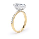 Goldsmiths 18ct Yellow Gold and Platinum 2.70cttw Marquise Cut Lab Grown Diamond Set Shoulder Solitaire Engagement Ring - Ring Size W