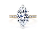 Goldsmiths 18ct Yellow Gold and Platinum 3.25cttw Marquise Cut Lab Grown Diamond Set Shoulder Solitaire Engagement Ring - Ring Size T.5