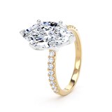 Goldsmiths 18ct Yellow Gold and Platinum 3.25cttw Marquise Cut Lab Grown Diamond Set Shoulder Solitaire Engagement Ring - Ring Size T.5