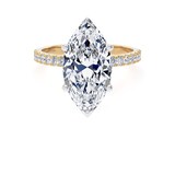 Goldsmiths 18ct Yellow Gold and Platinum 4.25cttw Marquise Cut Lab Grown Diamond Set Shoulder Solitaire Engagement Ring - Ring Size N