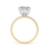 Goldsmiths 18ct Yellow Gold and Platinum 4.25cttw Marquise Cut Lab Grown Diamond Set Shoulder Solitaire Engagement Ring - Ring Size N