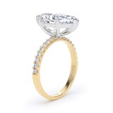 Goldsmiths 18ct Yellow Gold and Platinum 4.25cttw Marquise Cut Lab Grown Diamond Set Shoulder Solitaire Engagement Ring - Ring Size N