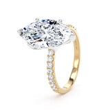 Goldsmiths 18ct Yellow Gold and Platinum 4.25cttw Marquise Cut Lab Grown Diamond Set Shoulder Solitaire Engagement Ring - Ring Size N