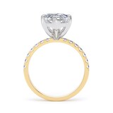 Goldsmiths 18ct Yellow Gold and Platinum 5.25cttw Marquise Cut Lab Grown Diamond Set Shoulder Solitaire Engagement Ring - Ring Size N