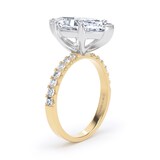 Goldsmiths 18ct Yellow Gold and Platinum 5.25cttw Marquise Cut Lab Grown Diamond Set Shoulder Solitaire Engagement Ring - Ring Size N
