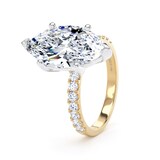 Goldsmiths 18ct Yellow Gold and Platinum 5.25cttw Marquise Cut Lab Grown Diamond Set Shoulder Solitaire Engagement Ring - Ring Size N