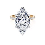 Goldsmiths 18ct Yellow Gold and Platinum 7.25cttw Marquise Cut Lab Grown Diamond Set Shoulder Solitaire Engagement Ring - Ring Size Q
