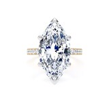 Goldsmiths 18ct Yellow Gold and Platinum 7.25cttw Marquise Cut Lab Grown Diamond Set Shoulder Solitaire Engagement Ring - Ring Size Q