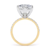 Goldsmiths 18ct Yellow Gold and Platinum 7.25cttw Marquise Cut Lab Grown Diamond Set Shoulder Solitaire Engagement Ring - Ring Size Q
