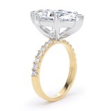 Goldsmiths 18ct Yellow Gold and Platinum 7.25cttw Marquise Cut Lab Grown Diamond Set Shoulder Solitaire Engagement Ring - Ring Size Q