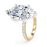 Goldsmiths 18ct Yellow Gold and Platinum 7.25cttw Marquise Cut Lab Grown Diamond Set Shoulder Solitaire Engagement Ring - Ring Size Q
