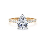 Goldsmiths 18ct Yellow Gold and Platinum 1.70cttw Pear Cut Lab Grown Diamond Set Shoulder Solitaire Engagement Ring - Ring Size W.5