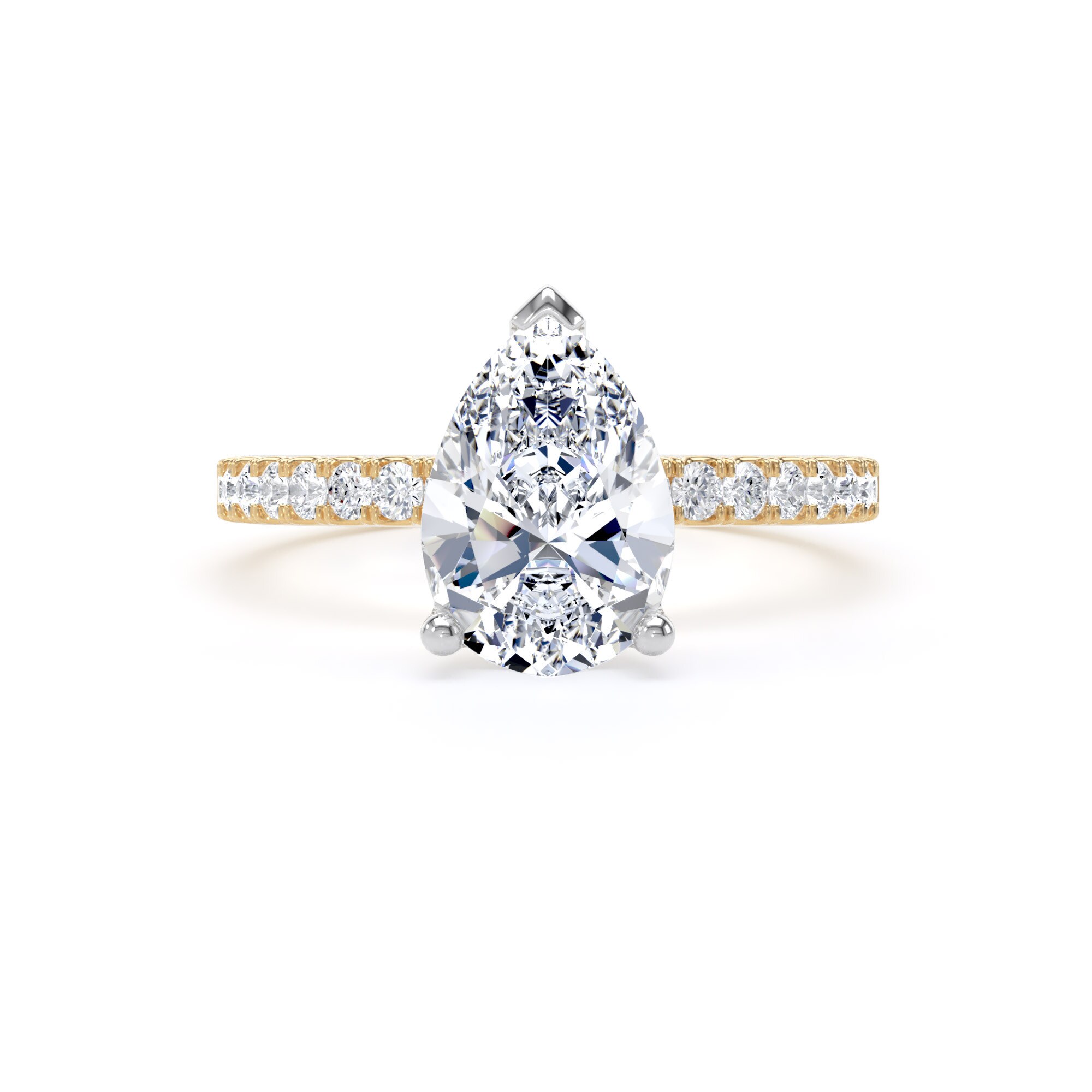 Goldsmiths 18ct Yellow Gold and Platinum 1.70cttw Pear Cut Lab Grown Diamond Set Shoulder Solitaire Engagement Ring - Ring Size M.5 Goldsmiths 18ct Yellow Gold and Platinum 1.70cttw Pear Cut Lab Grown Diamond Set Shoulder Solitaire Engagement Ring - Ring Size M.5