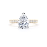 Goldsmiths 18ct Yellow Gold and Platinum 1.70cttw Pear Cut Lab Grown Diamond Set Shoulder Solitaire Engagement Ring - Ring Size W.5