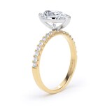 Goldsmiths 18ct Yellow Gold and Platinum 1.70cttw Pear Cut Lab Grown Diamond Set Shoulder Solitaire Engagement Ring - Ring Size W.5