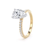 Goldsmiths 18ct Yellow Gold and Platinum 1.70cttw Pear Cut Lab Grown Diamond Set Shoulder Solitaire Engagement Ring - Ring Size W.5