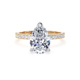 Goldsmiths 18ct Yellow Gold and Platinum 2.20cttw Pear Cut Lab Grown Diamond Set Shoulder Solitaire Engagement Ring - Ring Size G.5