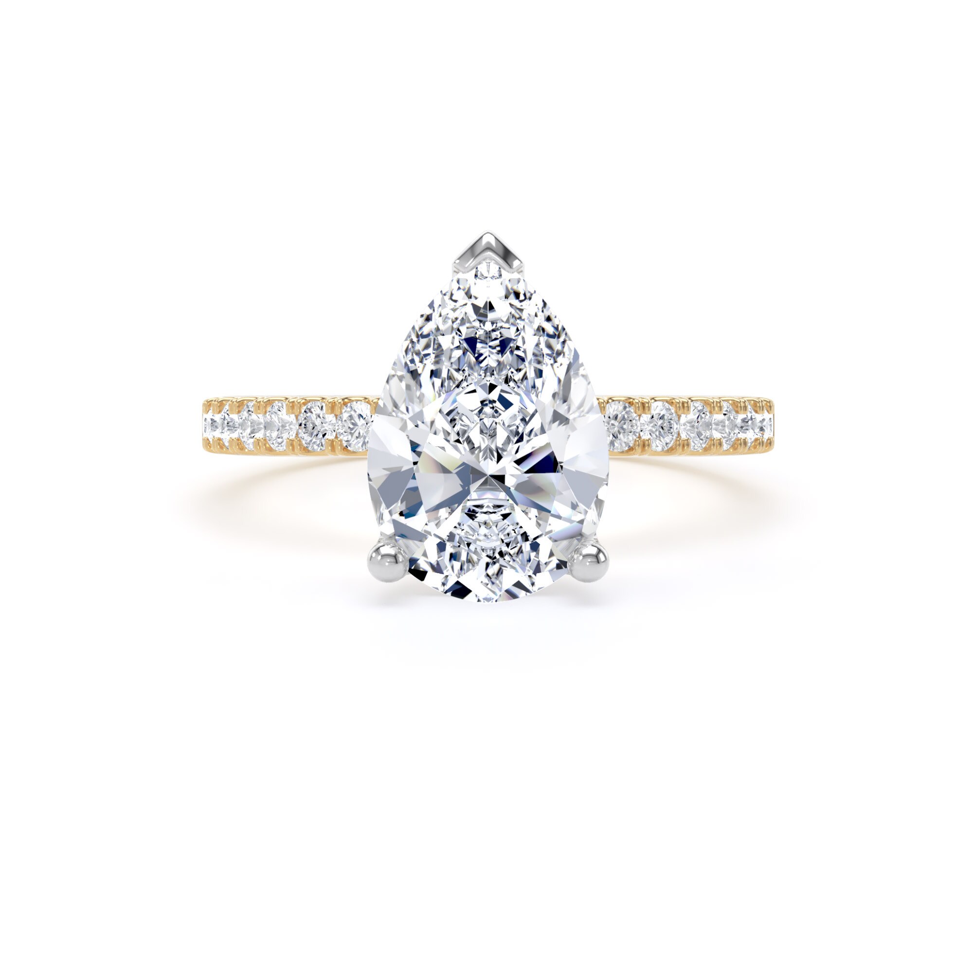 Goldsmiths 18ct Yellow Gold and Platinum 2.20cttw Pear Cut Lab Grown Diamond Set Shoulder Solitaire Engagement Ring - Ring Size G Goldsmiths 18ct Yellow Gold and Platinum 2.20cttw Pear Cut Lab Grown Diamond Set Shoulder Solitaire Engagement Ring - Ring Size G