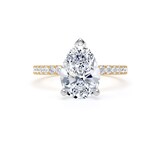 Goldsmiths 18ct Yellow Gold and Platinum 2.20cttw Pear Cut Lab Grown Diamond Set Shoulder Solitaire Engagement Ring - Ring Size G.5