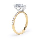 Goldsmiths 18ct Yellow Gold and Platinum 2.20cttw Pear Cut Lab Grown Diamond Set Shoulder Solitaire Engagement Ring - Ring Size G.5