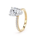 Goldsmiths 18ct Yellow Gold and Platinum 2.20cttw Pear Cut Lab Grown Diamond Set Shoulder Solitaire Engagement Ring - Ring Size G.5