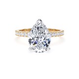Goldsmiths 18ct Yellow Gold and Platinum 2.70cttw Pear Cut Lab Grown Diamond Set Shoulder Solitaire Engagement Ring - Ring Size H
