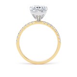 Goldsmiths 18ct Yellow Gold and Platinum 2.70cttw Pear Cut Lab Grown Diamond Set Shoulder Solitaire Engagement Ring - Ring Size H